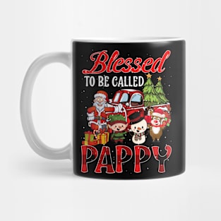 Blessed To Be Called Pappy Christmas Buffalo Plaid Truck Mug